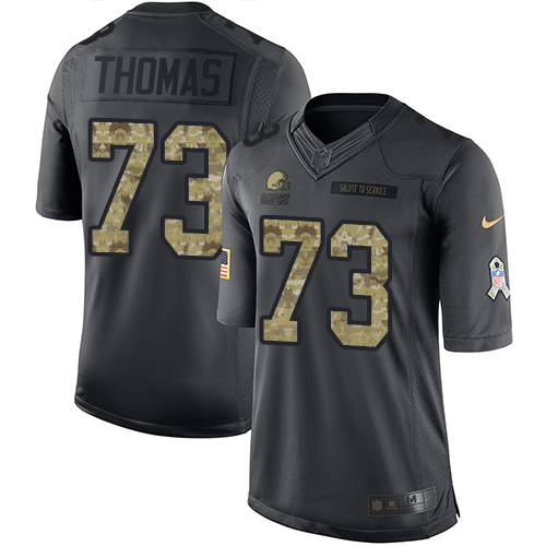 Men's Limited Joe Thomas Nike Jersey Black - #73 2016 Salute to Service NFL Cleveland Browns